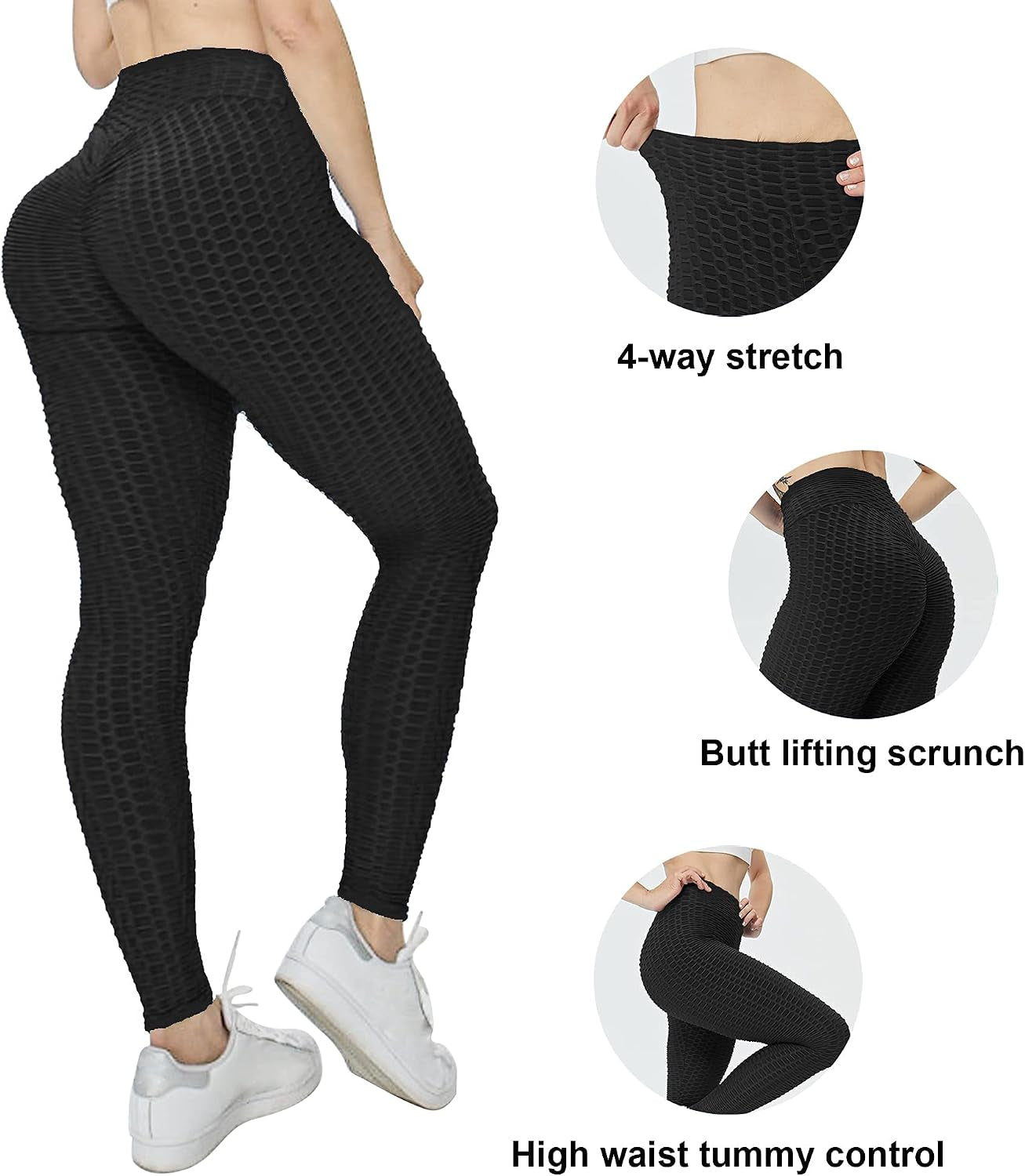 High Waisted Butt Lift Workout Leggings for Women | High Waist Tummy Control,Butt Lift Contour Design,Honeycomb Textured Fabric,Tretch Breathable,For Yoga Gym Daily Wear